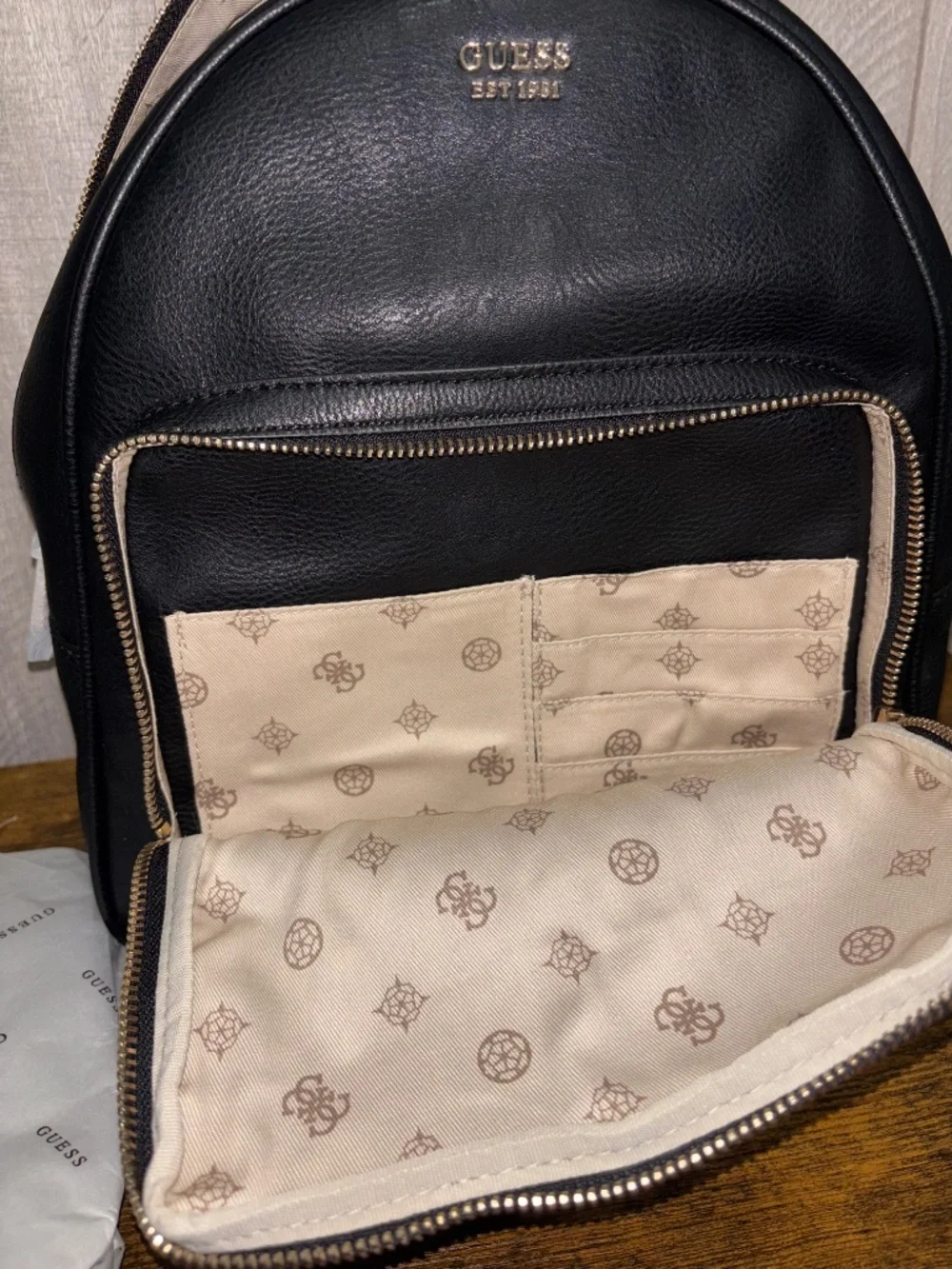 Black Guess Rylan Backpack Purse Bag